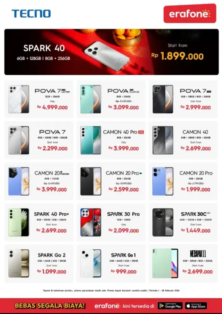 PROMO TECNO bisa dicicil dengan homecredit