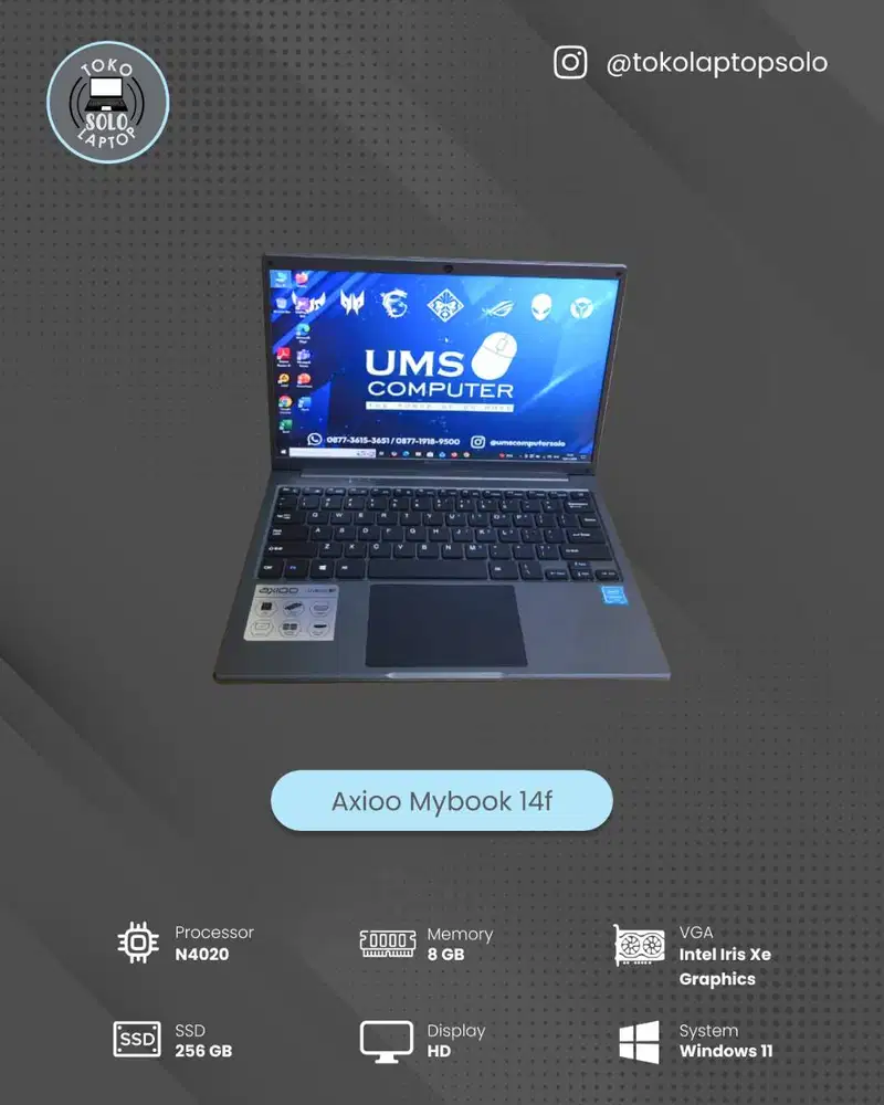 AXIOO MYBOOK 14F CELERON N4020 Ram 8GB SSD 256GB