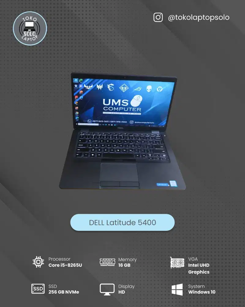 DELL LATITUDE 5400 INTEL CORE I5 8265U Ram 16GB SSD 256GB