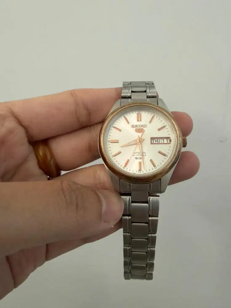 Jam Seiko Automatic Silver Ring Rosegold