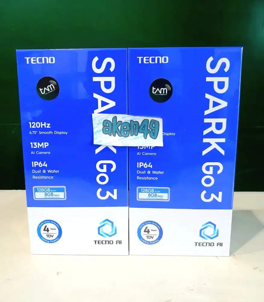 Tecno Spark Go 3 4Ggb 128Gb Android Go 15 IP64 WaterResist Fast 15w