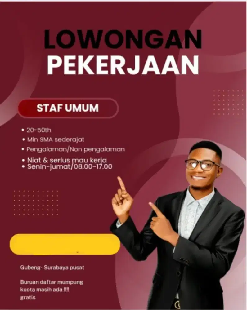 Lowongan kerja cepat- Gubeng Surabaya pusat