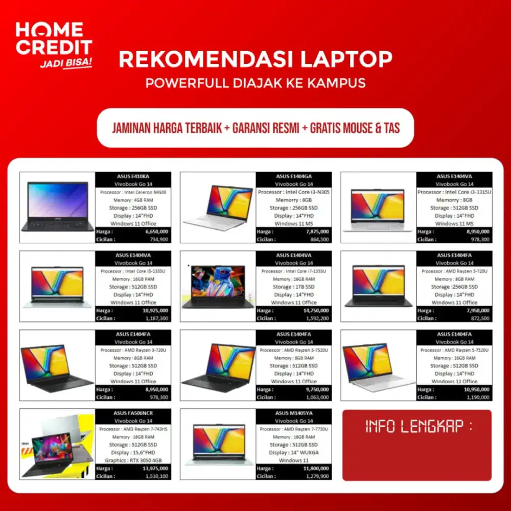 Kredit Laptop Tanpa DP Free Cicilan 1-2x
