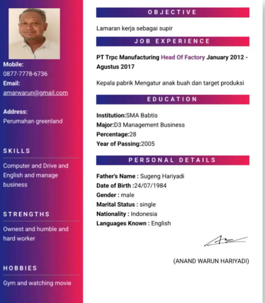 Driver atau konten kreator atau video