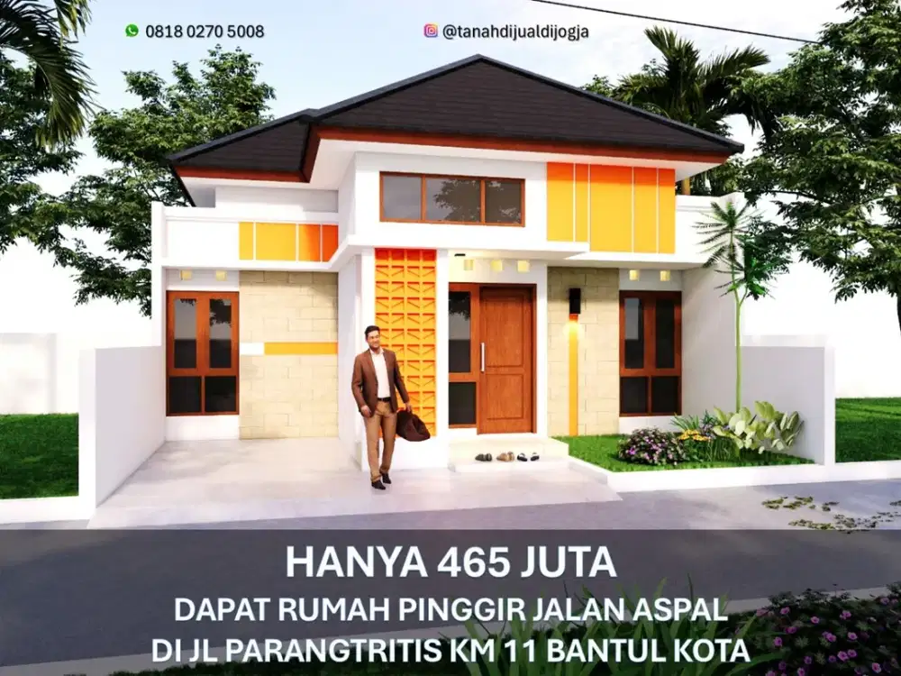Rumah Dijual Pinggir Jalan Aspal Bantul Kota di Jl Parangtritis KM 11 Proses Bangun