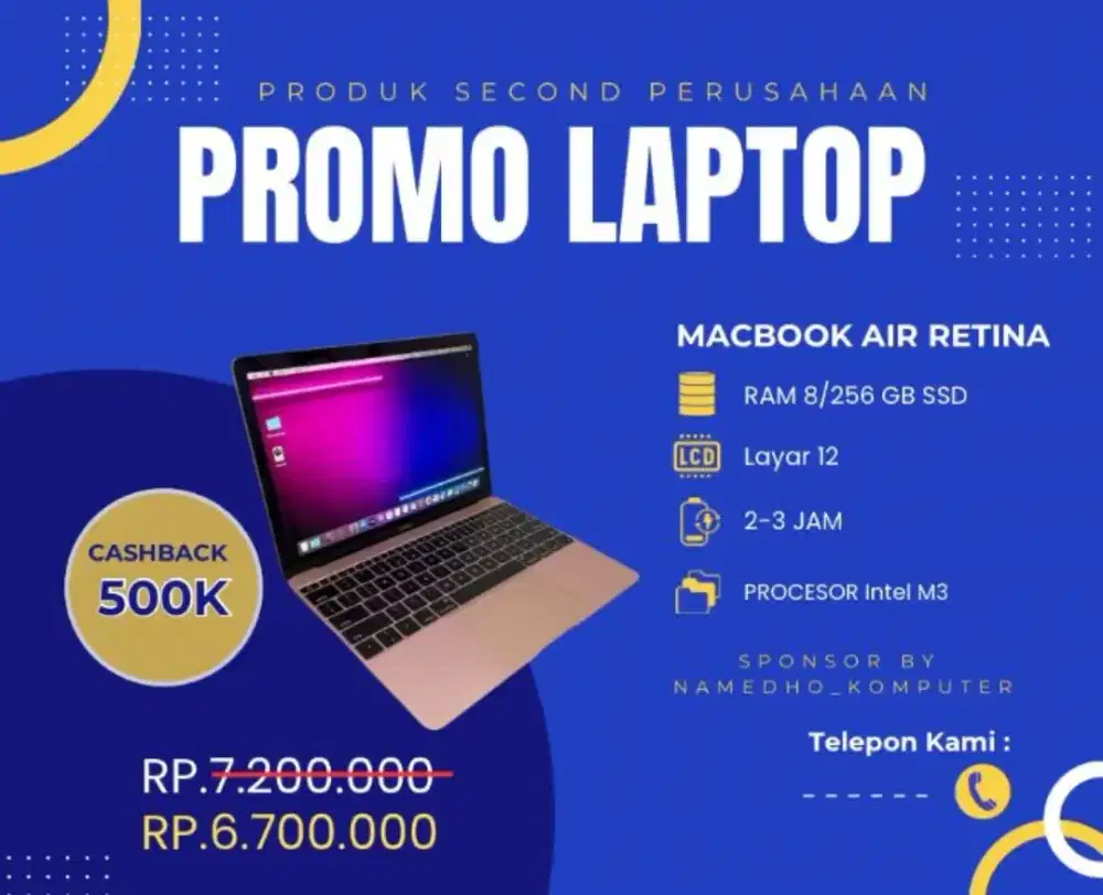 MacBook Retina Second (warna pink)