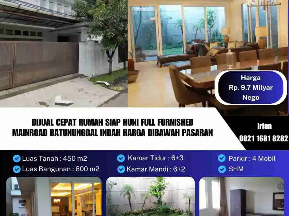 Dijual Cepat Rumah Siap Huni Full Furnished
Mainroad Batununggal Indah Harga Dibawah Pasaran