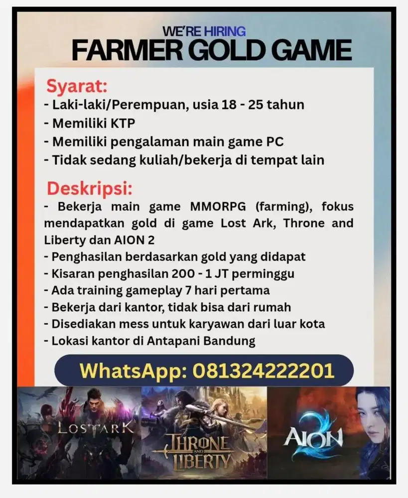 Dibutuhkan farming gold atau joki game