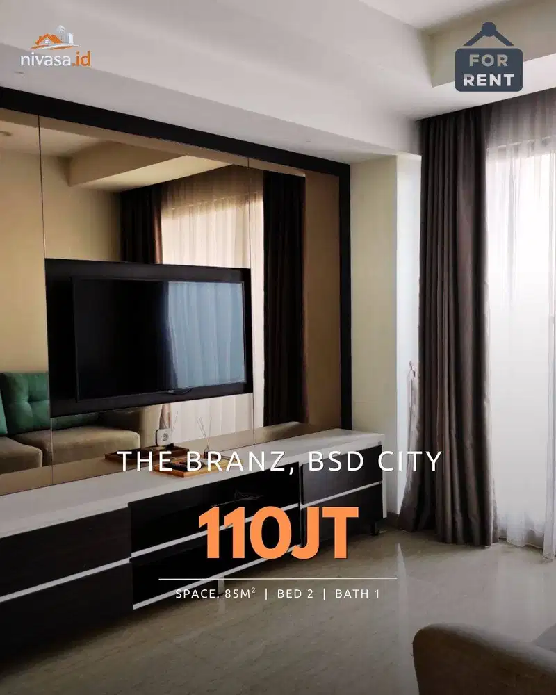 DISEWAKAN APARTEMEN THE BRANZ BSD CITY