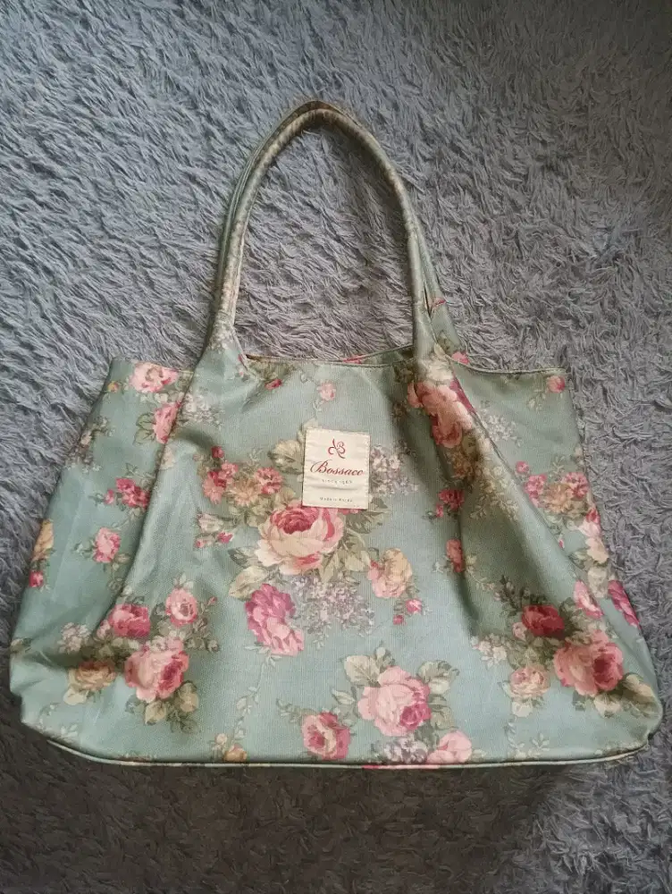 Tote Bag Bunga Vintage Bahan Kulit Laminating