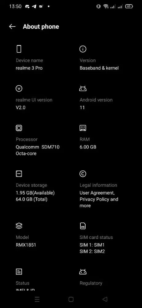 Hape Realme 3 pro Ram 6 GB / 64Gb mulus Terawat