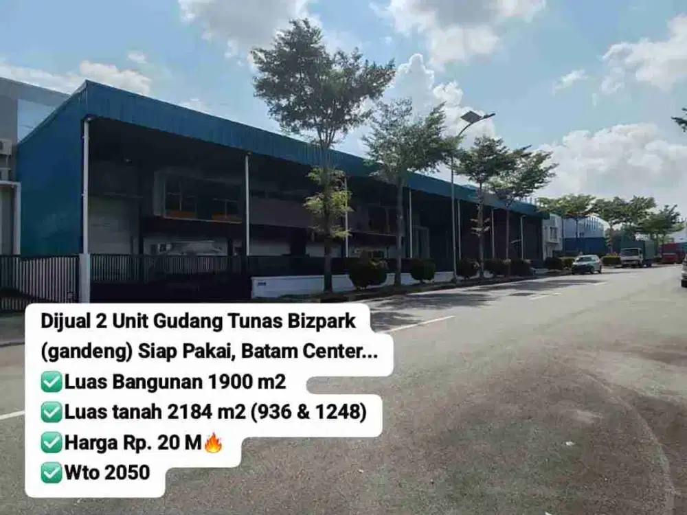 Dijual Gudang Siap Pakai Batam Centre Tunas Bizpark