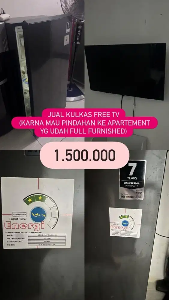 JUAL KULKAS FREE TV. pemakailan KULKAS 2025 AWAL NO MINUSSS AMAN SEMUA