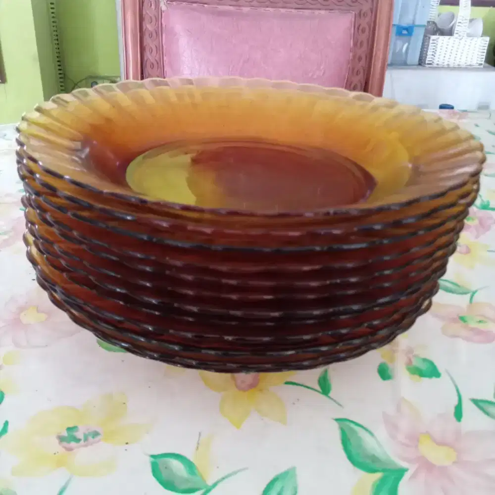 Piring makan kaca 1 lusin siap pakai nego cod rungkut ganku