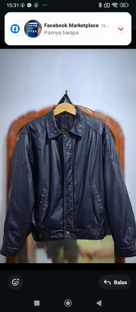 Jaket kulit asli import size L model bomber kondisi 95%
