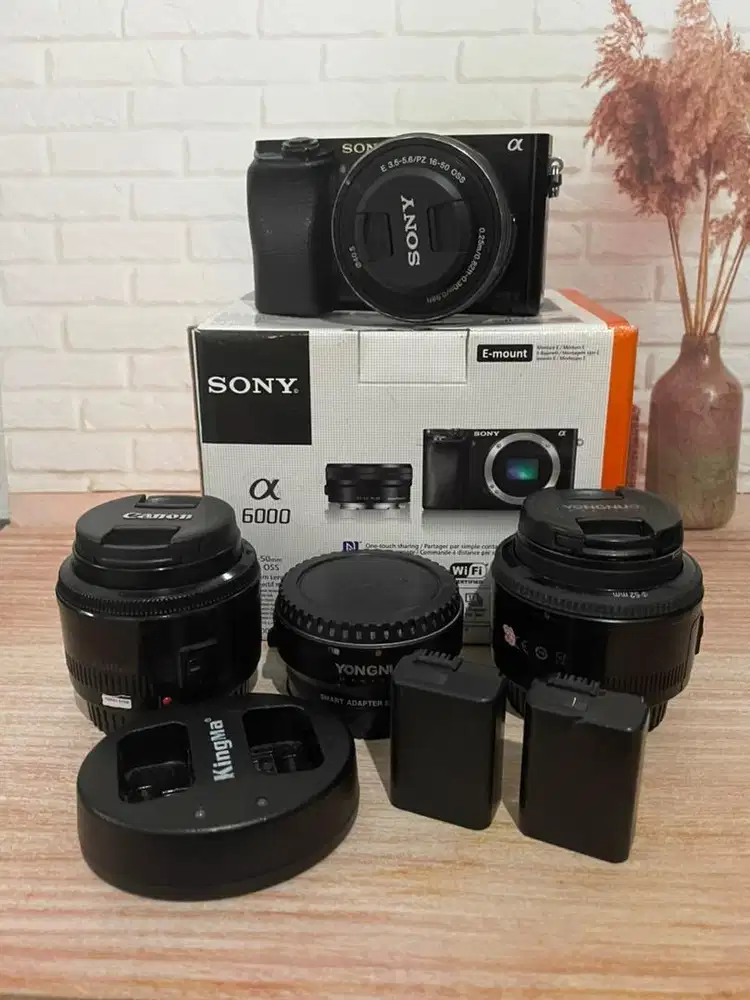 Sony Alpha A6000 + Lensa Canon 50mm
