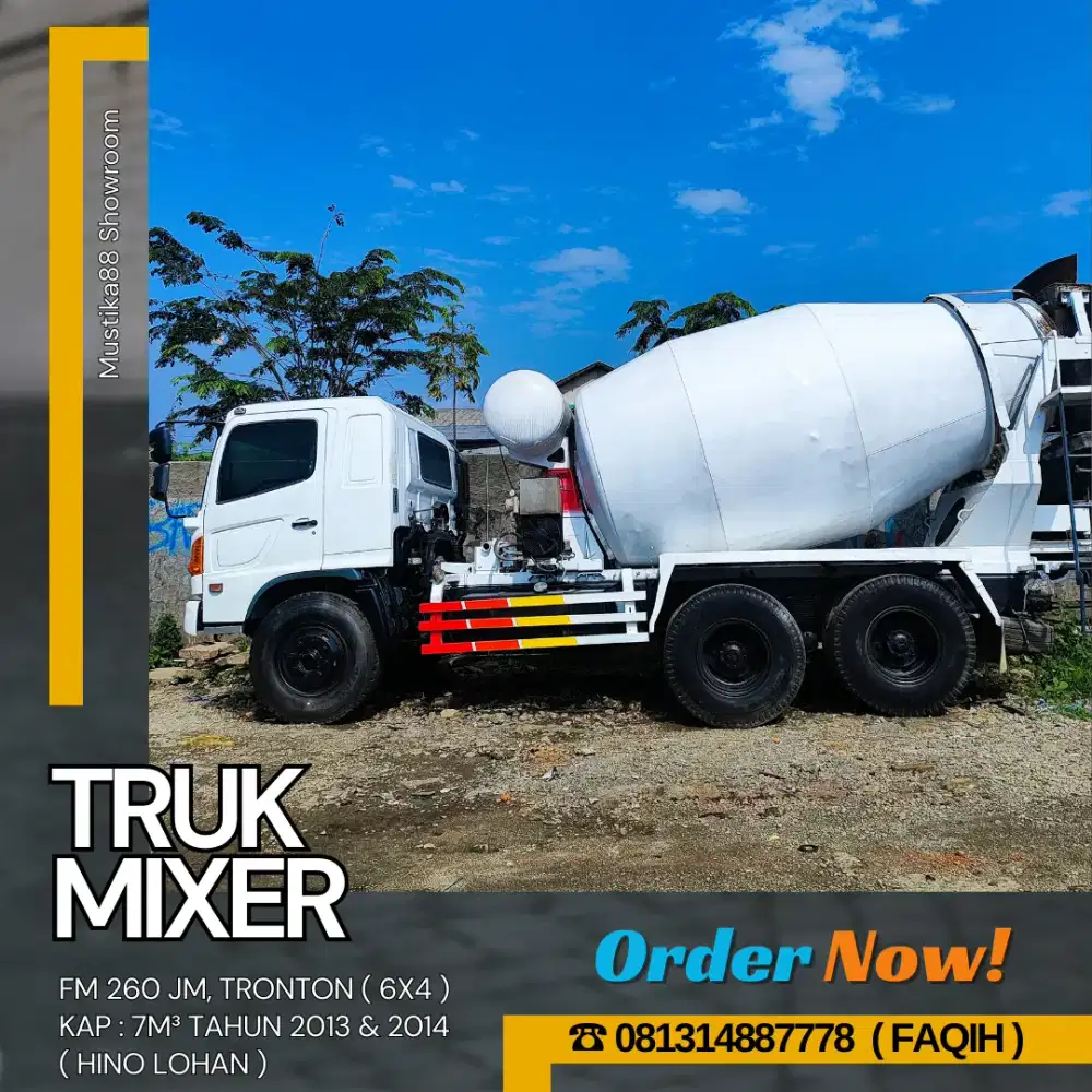 TRUK MIXER ( 7M³ ) HINO LOHAN FM 260 JM, T R10 6X4, TH. 2013 & 2014