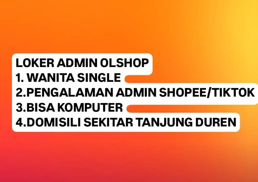 Loker Wanita Admin Online Shop