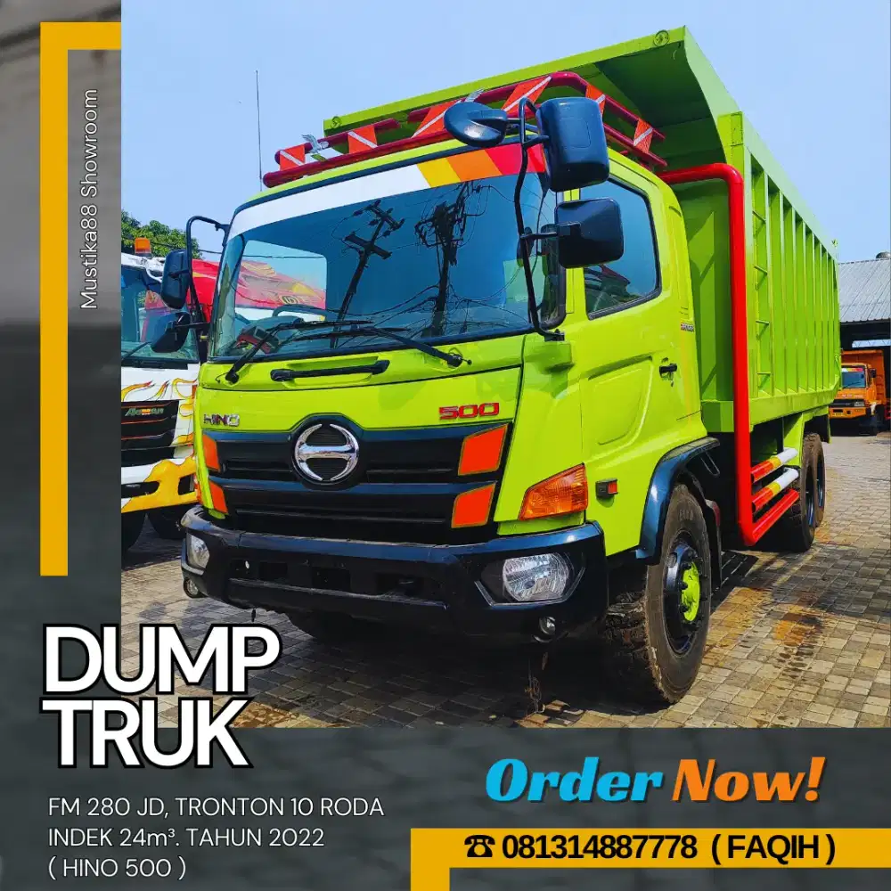 DUMP TRUK HINO 500 FM 280 JD, T R10 6X4, INDEK 26M³, TH. 2022