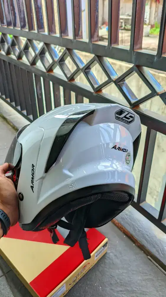 Helm JS Armor White Glossy Second Mulus - Pamulang