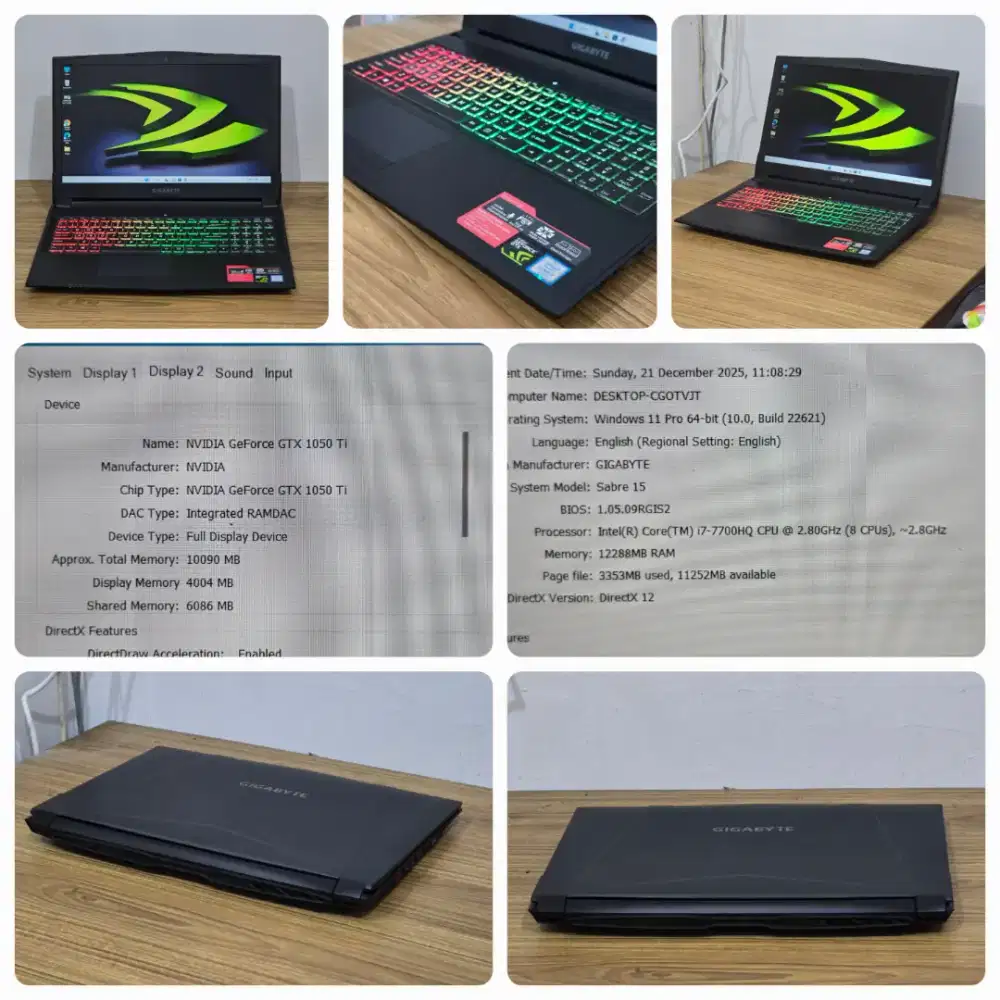 Laptop gaming desain second sehat kondisi gres cek tkp