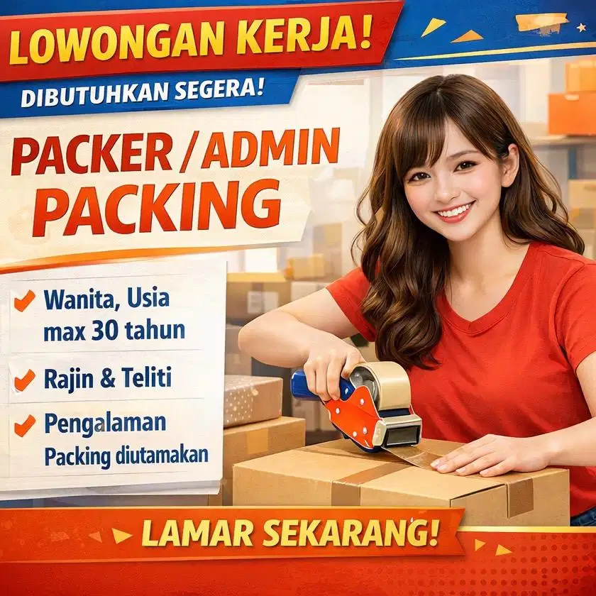 LOWONGAN PACKER / ADMIN PACKING ONLINE SHOP (FULL TIME)