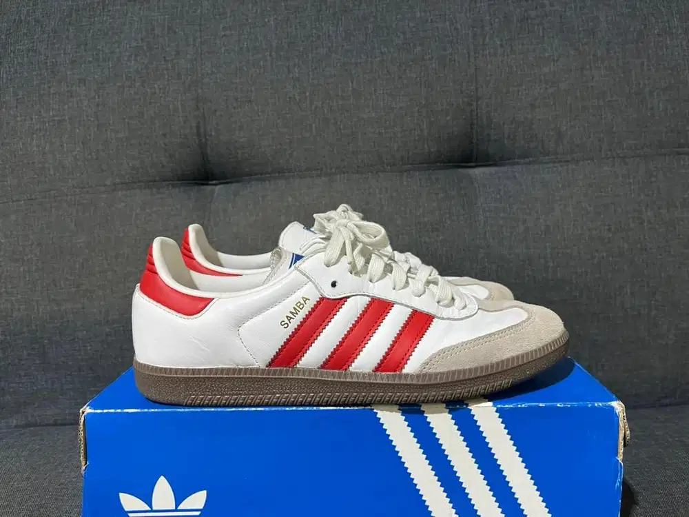 Sepatu Adidas Samba White Red