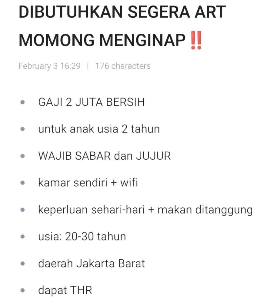 LOWONGAN ART MOMONG MENGINAP