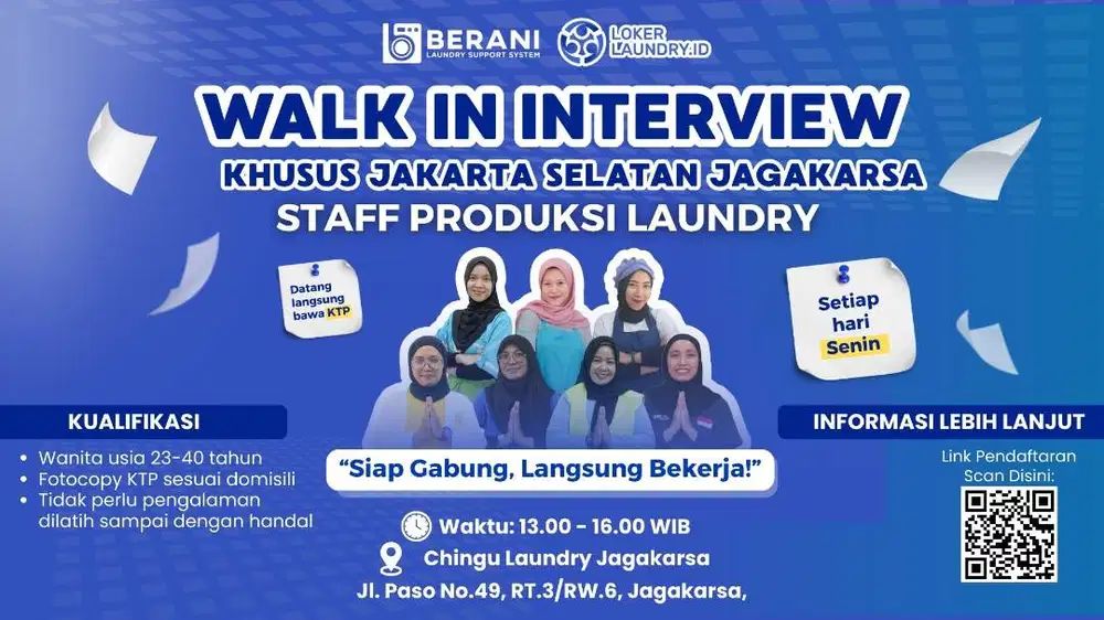 LOWONGAN KERJA PRODUKSI LAUNDRY - INTERVIEW DITEMPAT
