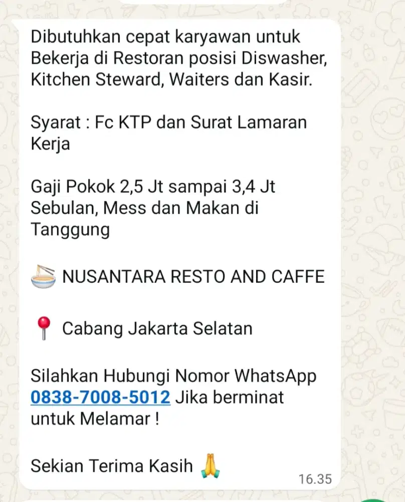 Urgent Karyawan