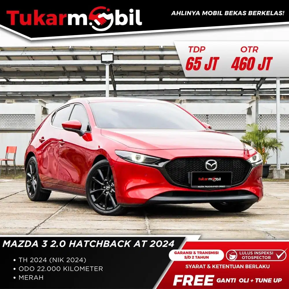 [BERGARANSI] MAZDA 3 HATCHBACK MATIC TAHUN 2024 MERAH GANJIL