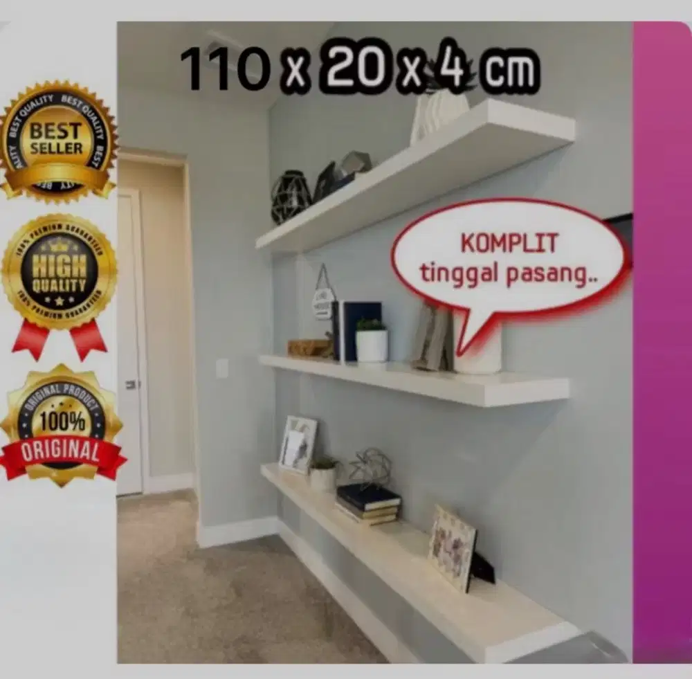 Ambalan dinding lengkap putih