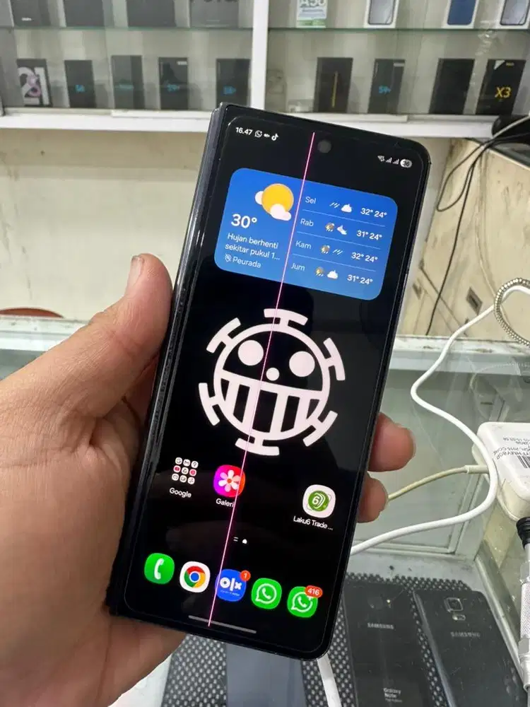 Samsung z fold 5 12512GB minis lcd dalam rusak dan luar garis