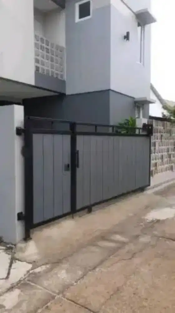 0017 pagar minimalis grc woodplank serat kayu