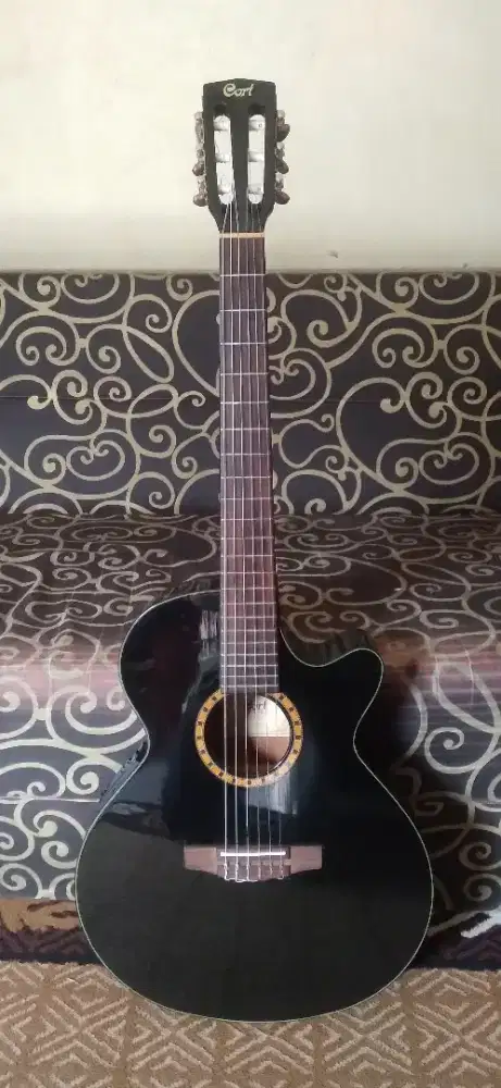 Cort CEC5 black akustik elektrik klasik nylon original