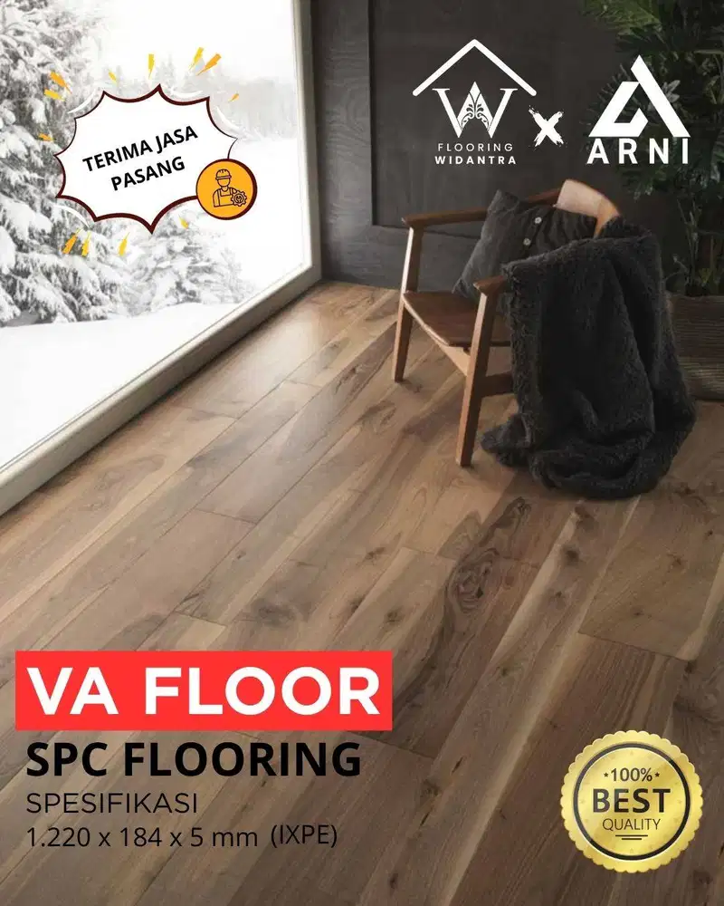 LANTAI SPC VA FLOOR TEBAL 5mm | Ruang Tamu | Kantor | Lobby