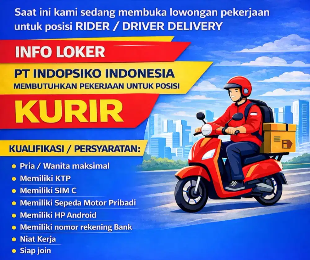 Yuk langsung aja banyak kebutuhan untuk kurir delivery dan driver nya