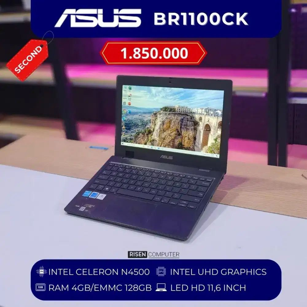 ASUS BR1100CK Celeron N4500 RAM4GB EMMC128GB HD 11,6inch Second Laptop