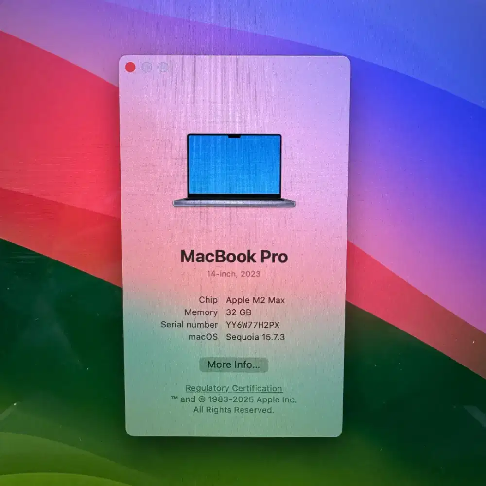 Macbook M2 pro Max 14 inch Ram 32 Ssd 1 Tb Full set buat kerja berat