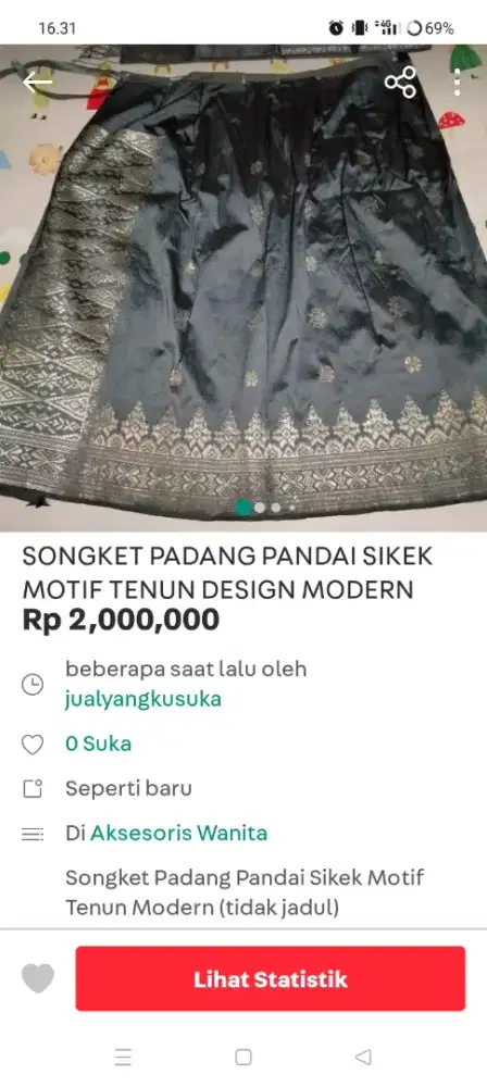 SONGKET PADANG PANDAI SIKEK MOTIF TENUN DESIGN MODERN (boleh nego)