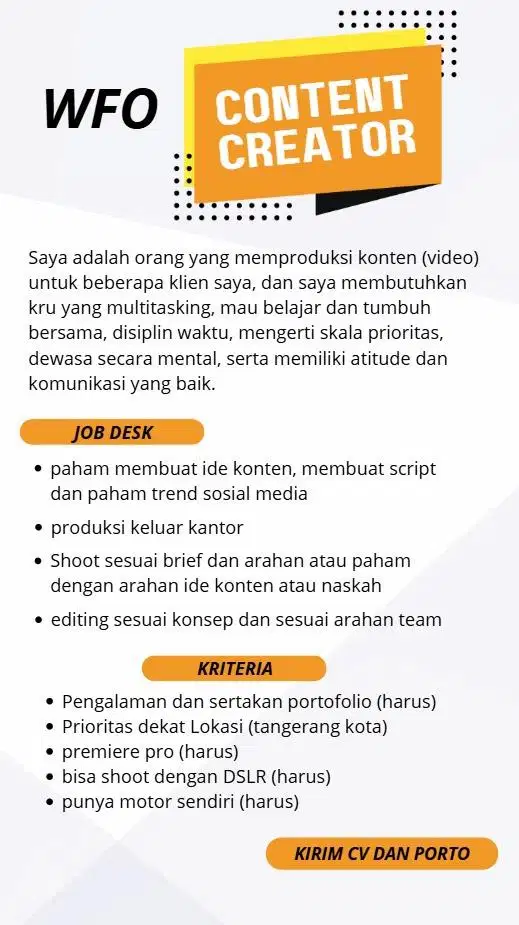 DICARI EDITOR + CAMERAMAN