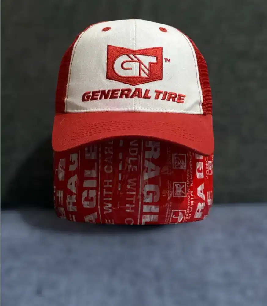 TOPI TRUCKING JARING RED FULL BORDIR OTOMOTIF BAHAN BAGUS