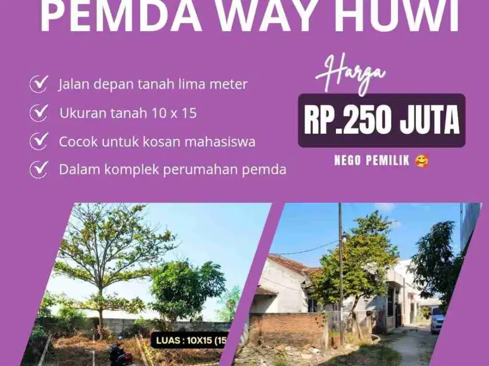 TANAH HOOK DALAM KAWASAN KOSAN ITERA PERUM PEMDA WAYHUI