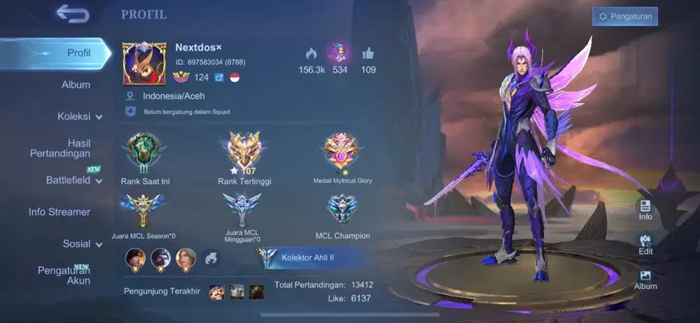 Jual akun Mobile lagend