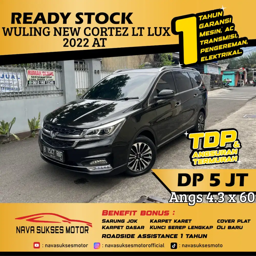 TDP 5 Jt Angs Termurah Wuling Cortez LT Luxury 2022 Matic Hitam Low Km