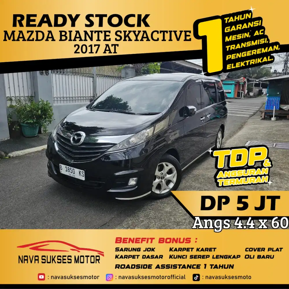 TDP 5 Jt Angs Termurah Mazda Biante Skyactive 2017 Matic Hitam Low Km