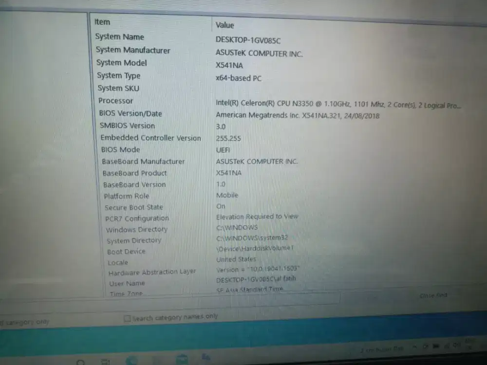 lactop asus X541N mlus normal semua nya sm charger saja