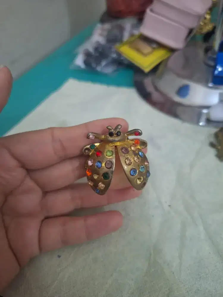 Bross pin kumbang 
Atau ladybug permata 
Limited edition 
Barang teraw