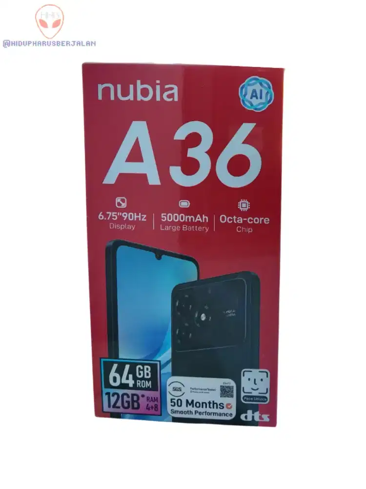 HP nubia A36 ROM 64GB RAM 12GB (4+8GB) KAMERA AI 13MP Baterai 5000mAh