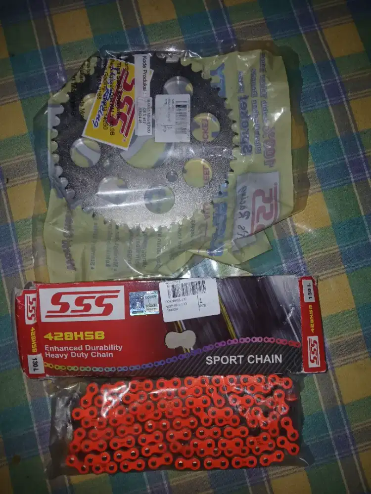 Gear Belakang + Rantai SSS MegaPro/CB150R/CBR/Verza/Sonic/GL/Supra GTR